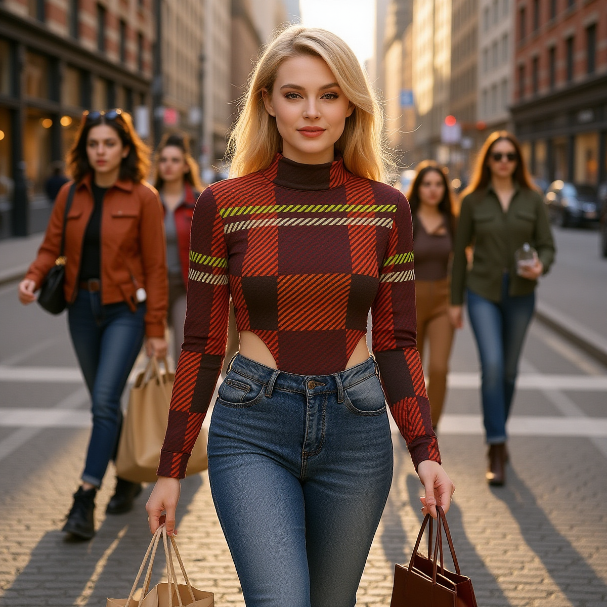 All-Over Print Women's Turtleneck Long Sleeve Jumpsuits