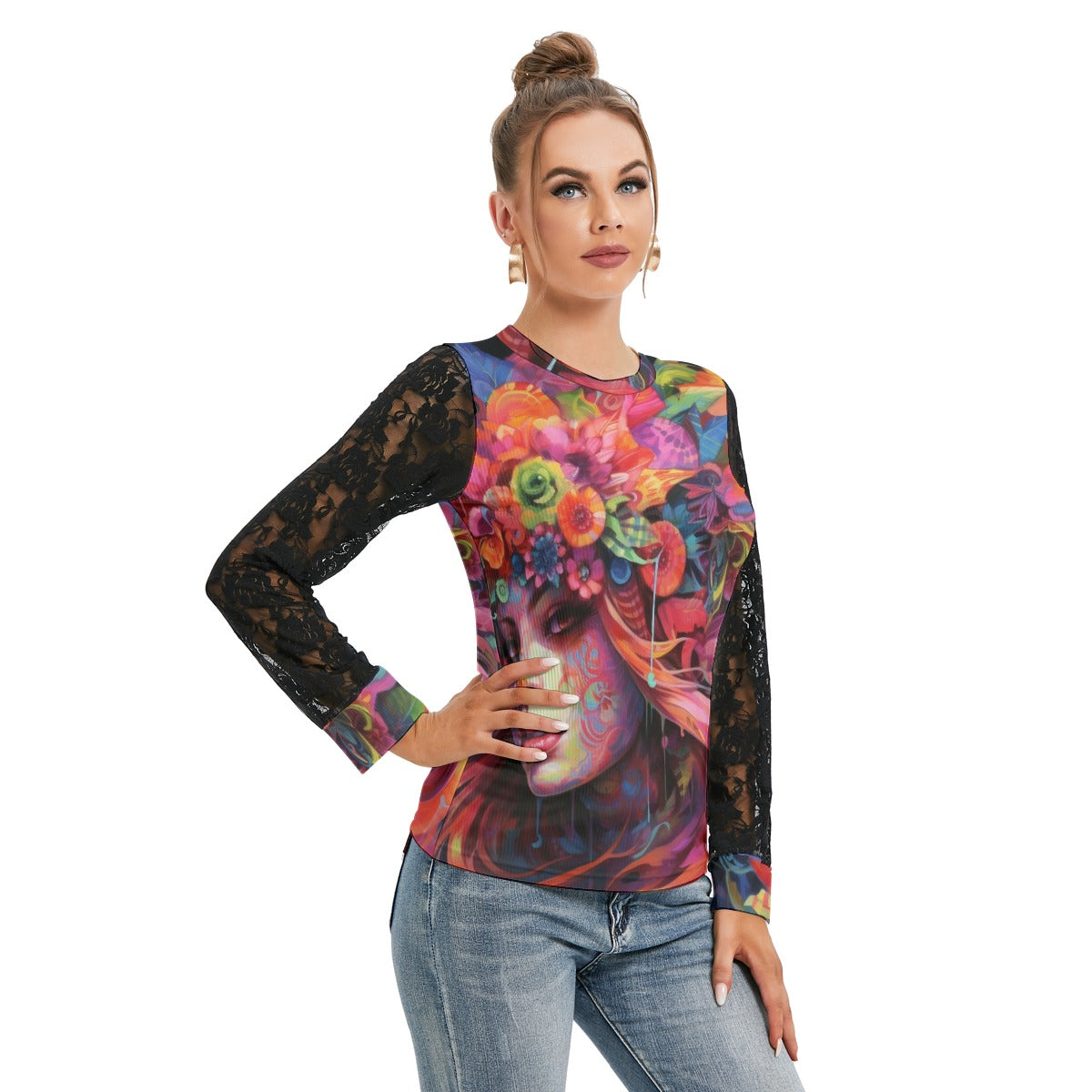 GOODIE X | Bloom Girl Lace-Sleeve Top