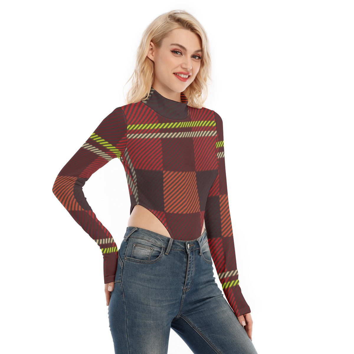 All-Over Print Women's Turtleneck Long Sleeve Jumpsuits