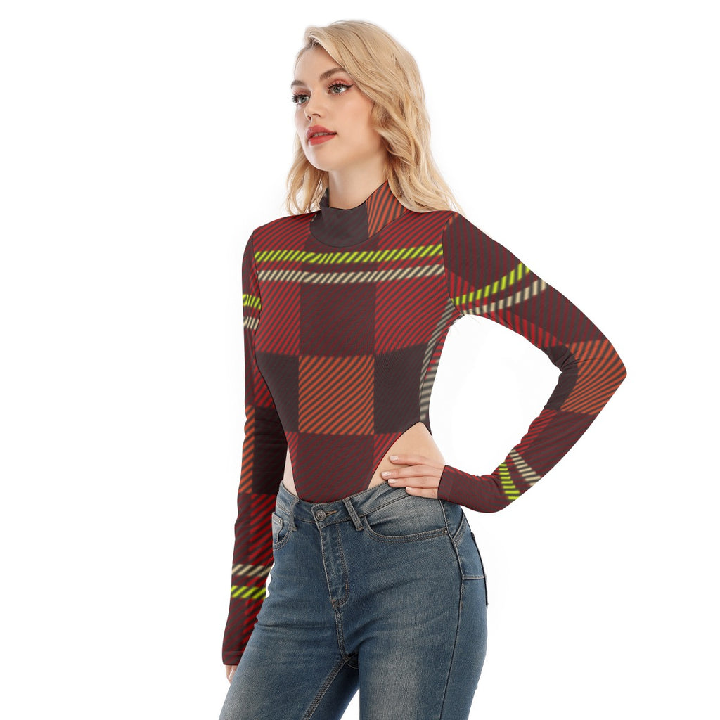 All-Over Print Women's Turtleneck Long Sleeve Jumpsuits