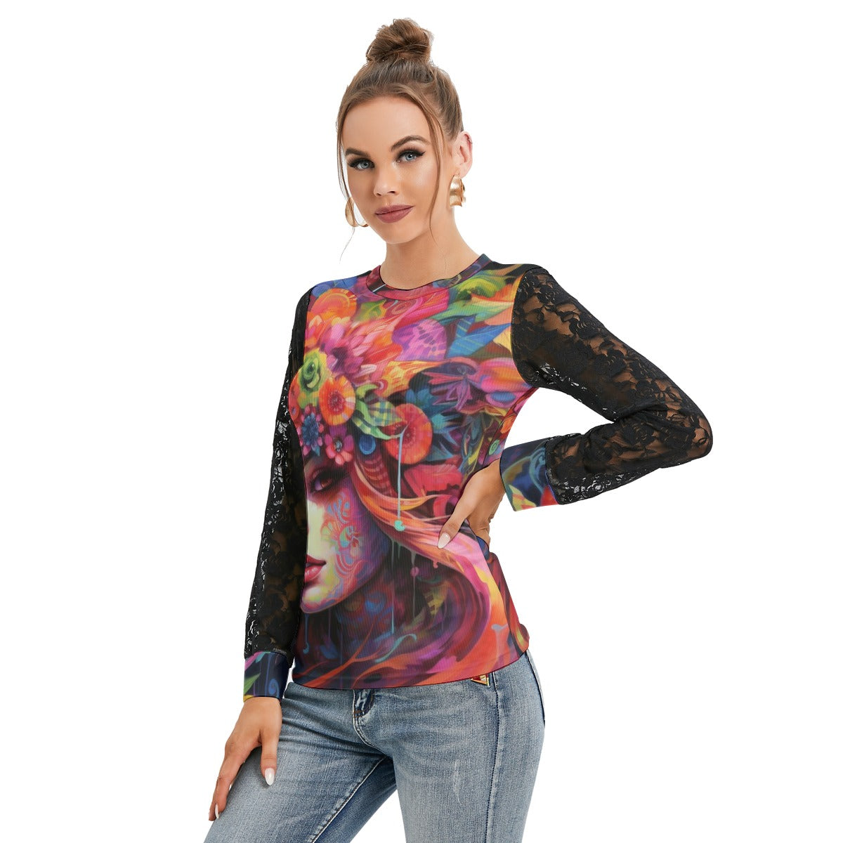 GOODIE X | Bloom Girl Lace-Sleeve Top