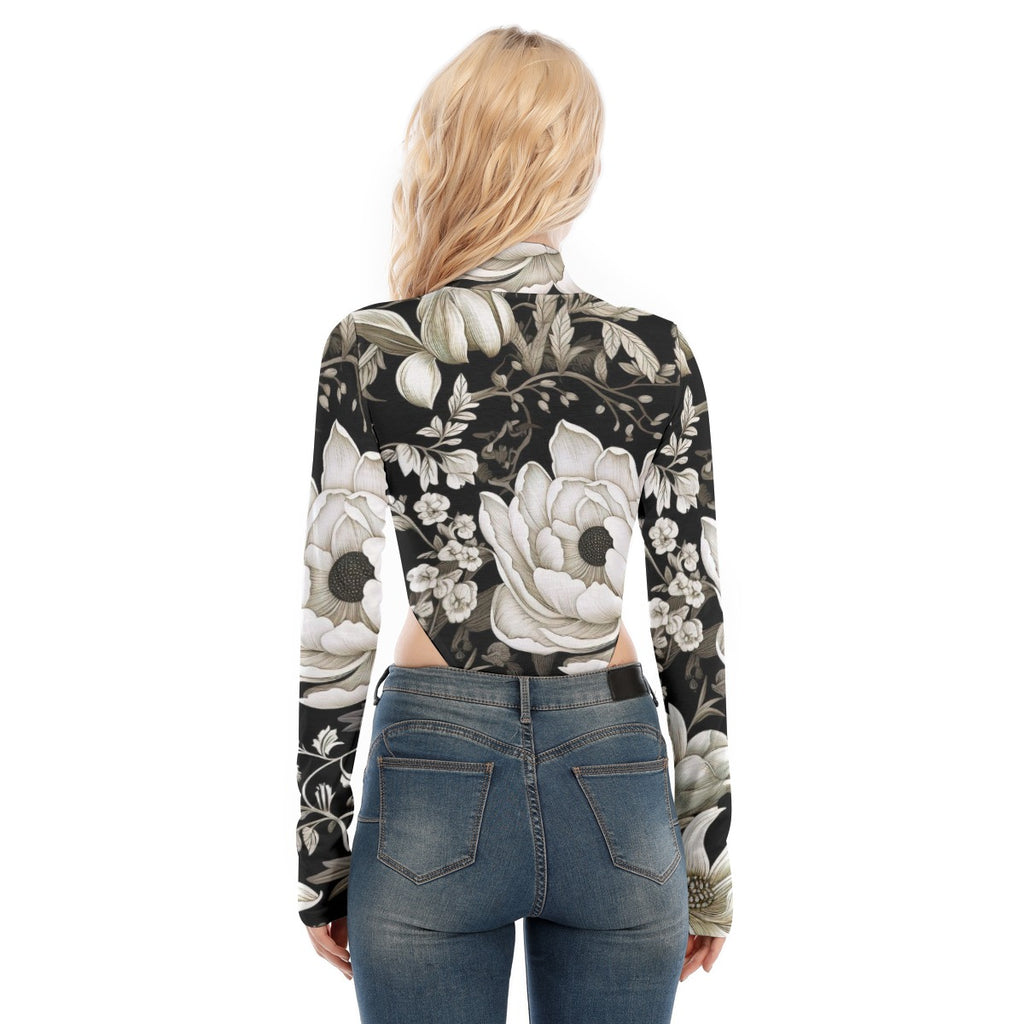 All-Over Print Women's Turtleneck Long Sleeve Jumpsuits