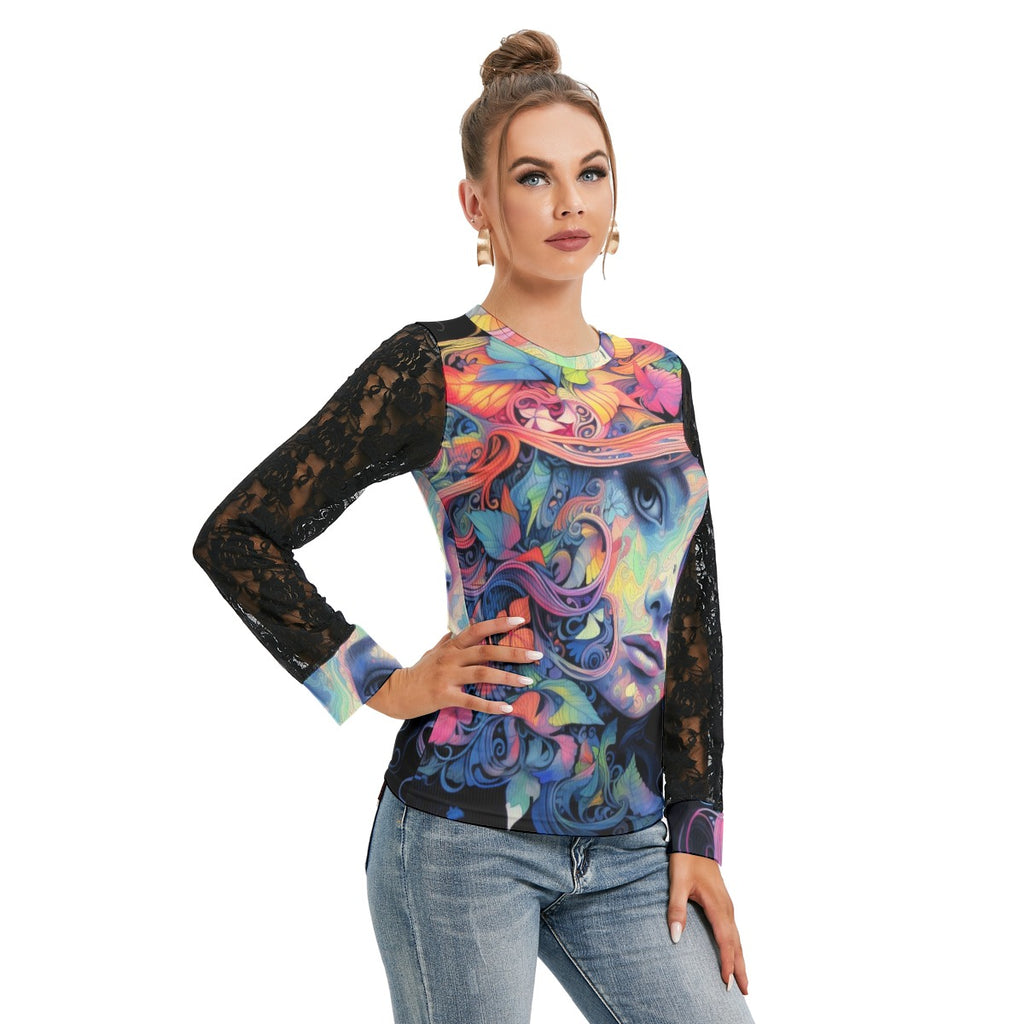 GOODIE X | Bloom Girl Lace-Sleeve Top