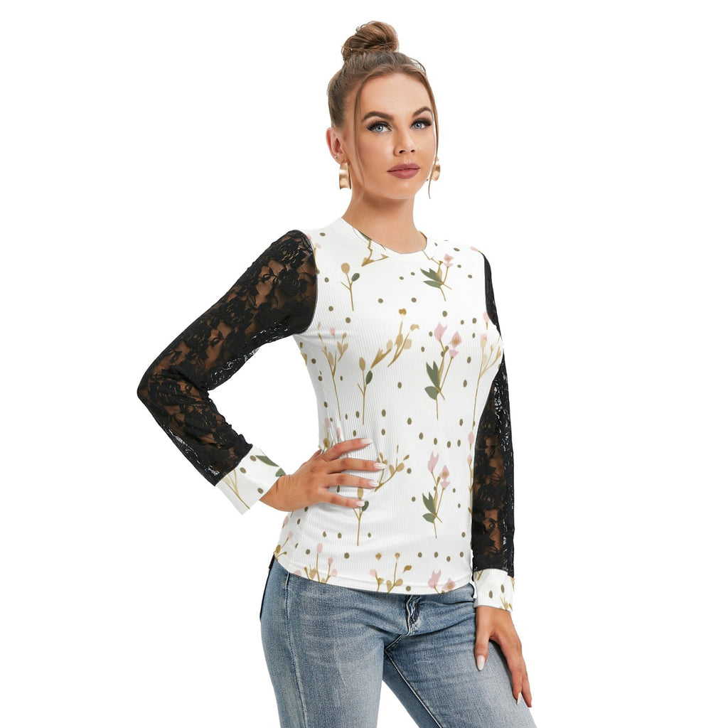 GOODIE X | Bloom Girl Lace-Sleeve Top