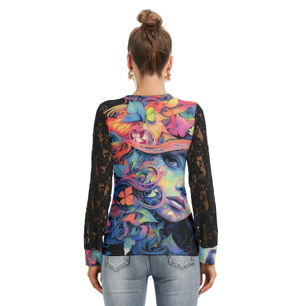 GOODIE X | Bloom Girl Lace-Sleeve Top
