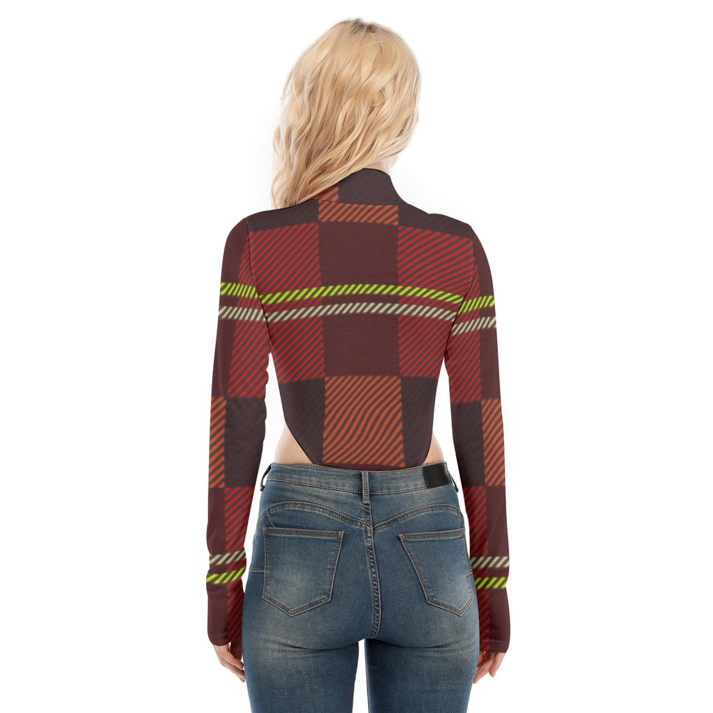 All-Over Print Women's Turtleneck Long Sleeve Jumpsuits