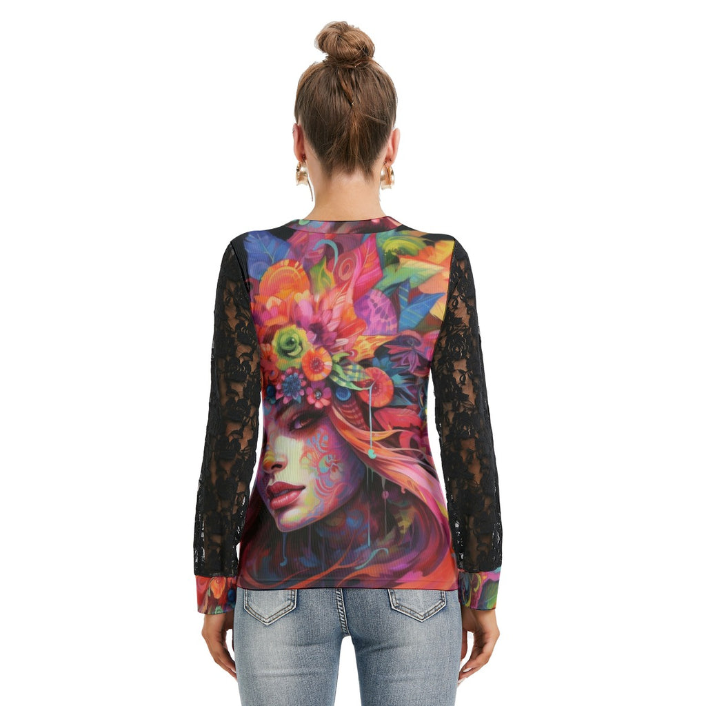 GOODIE X | Bloom Girl Lace-Sleeve Top
