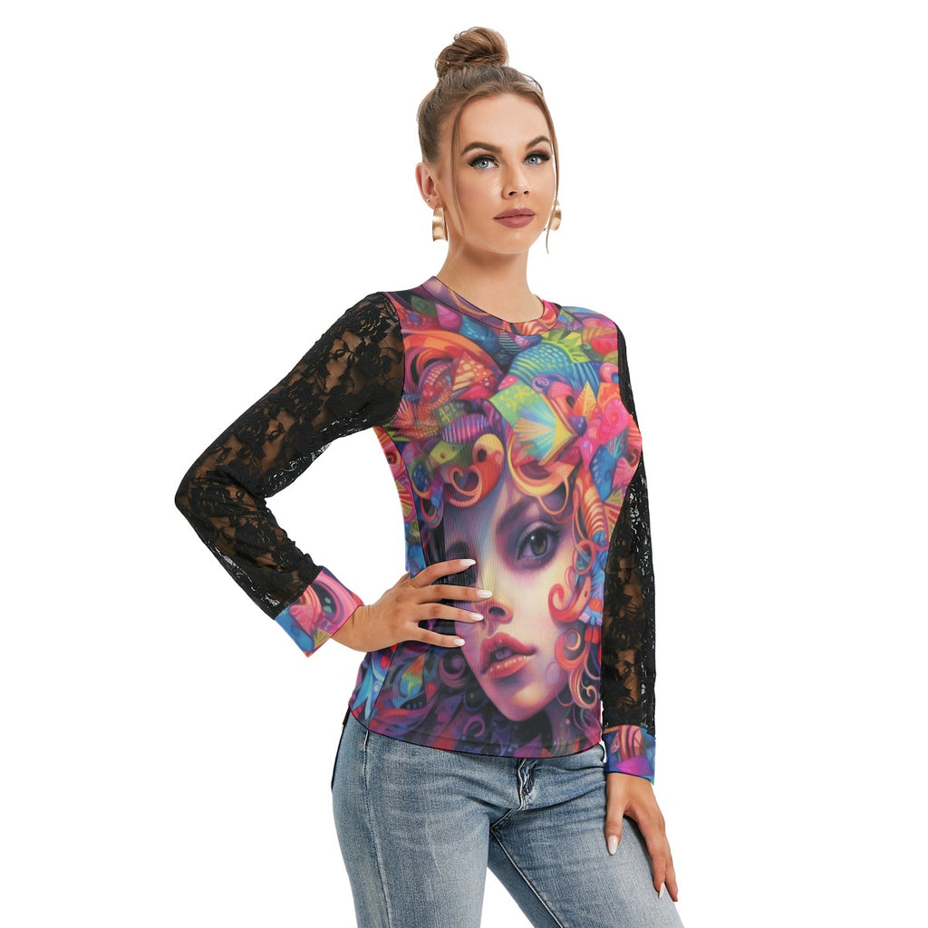 GOODIE X | Bloom Girl Lace-Sleeve Top
