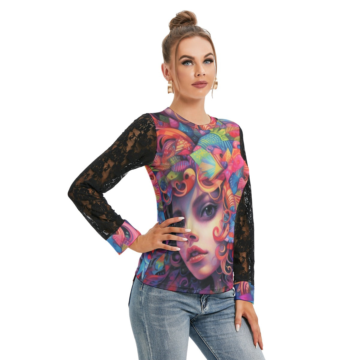 GOODIE X | Bloom Girl Lace-Sleeve Top