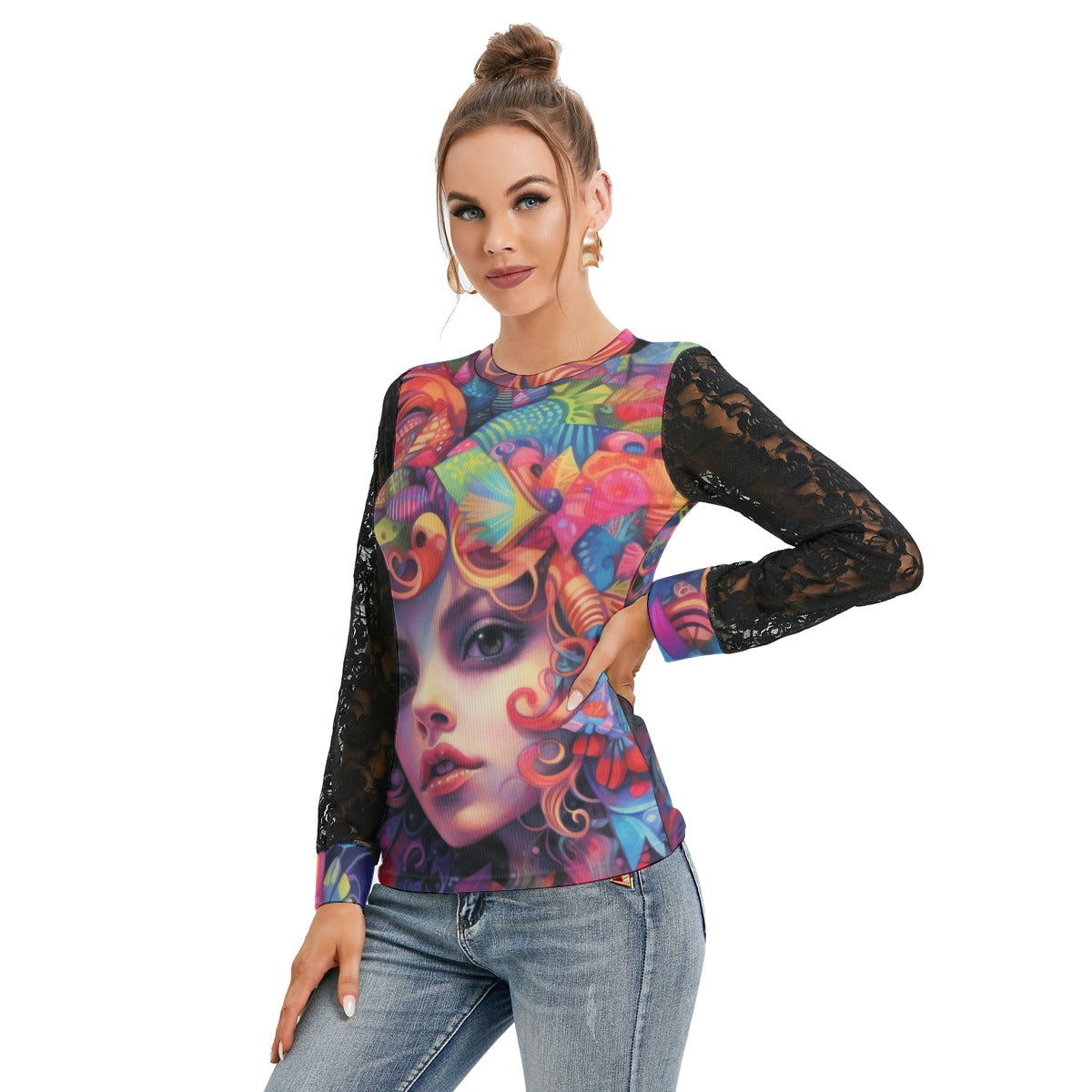 GOODIE X | Bloom Girl Lace-Sleeve Top